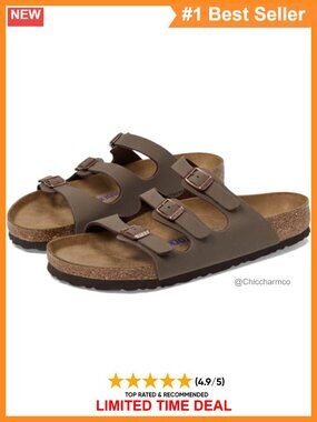 Birkenstock Florida Soft Footbed Birkibuc Triple Strap Slide Sandal
